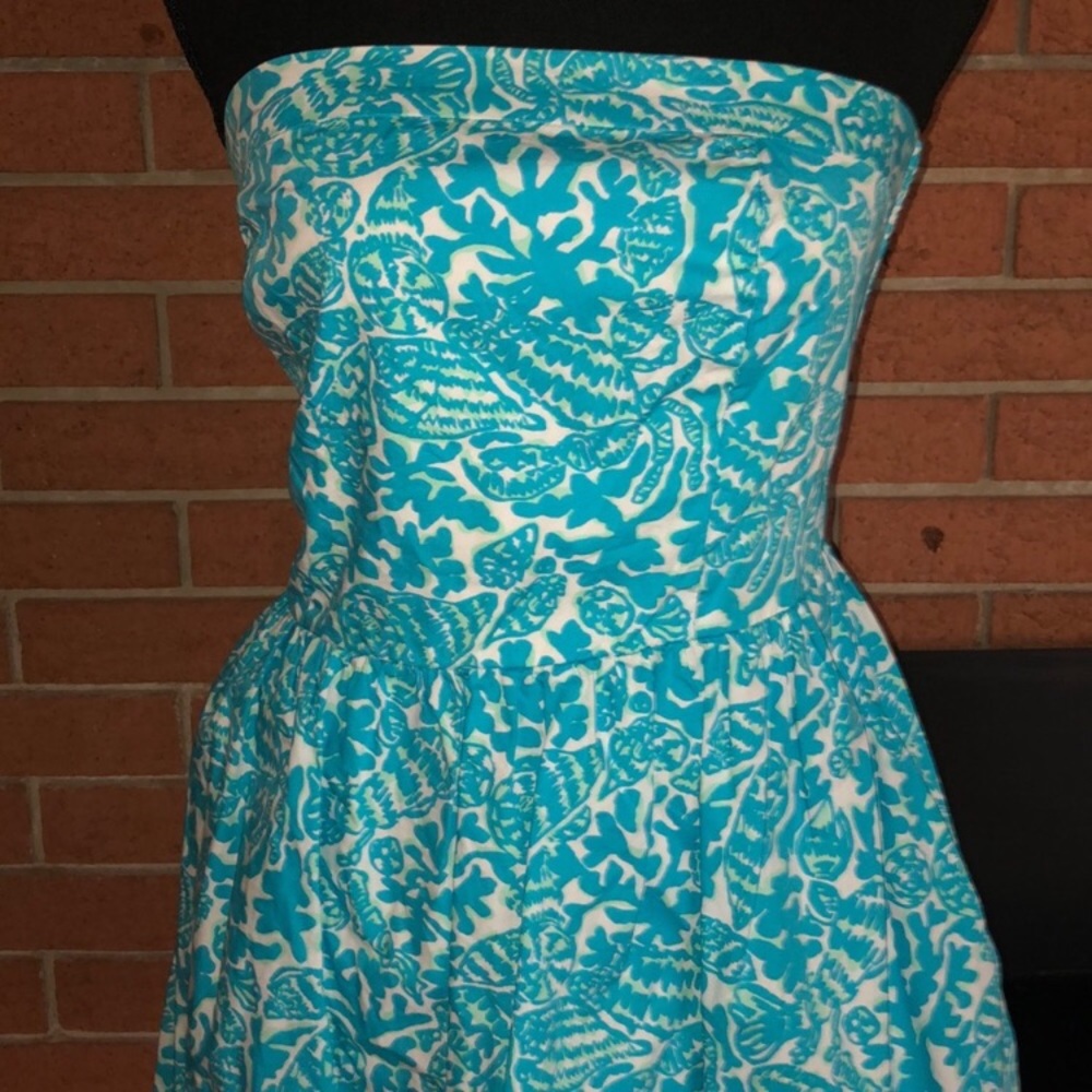 🐚LILLY PULITZER🐚SHELL PRINTED STRAPLESS DRESS🐚 - Picture 3 of 8